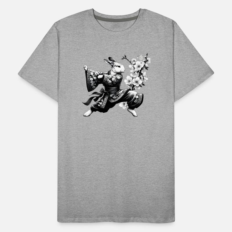 Hase mit Kimono in einer Kung Fu Kampfstellung Männer Premium Bio T-Shirt
