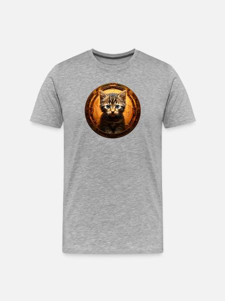 Katzenstern im Kupferkreis - Männer Premium Bio T-Shirt - Grau meliert