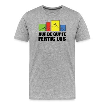 on the Güpfe get set, go-on the summits, get set, go - Men's Premium Organic T-Shirt - heather grey - Front - Damien (186cm)