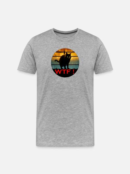 WTF Katze im Abendlicht - Männer Premium Bio T-Shirt - Grau meliert
