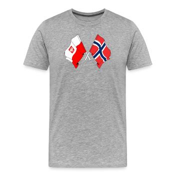 Flag Poland and flag Norway - Men's Premium Organic T-Shirt - heather grey - Front - Damien (186cm)