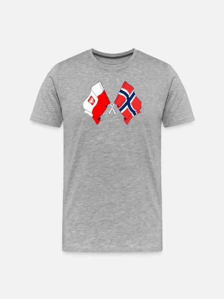 Flag Poland and flag Norway - Men's Premium Organic T-Shirt - heather grey
