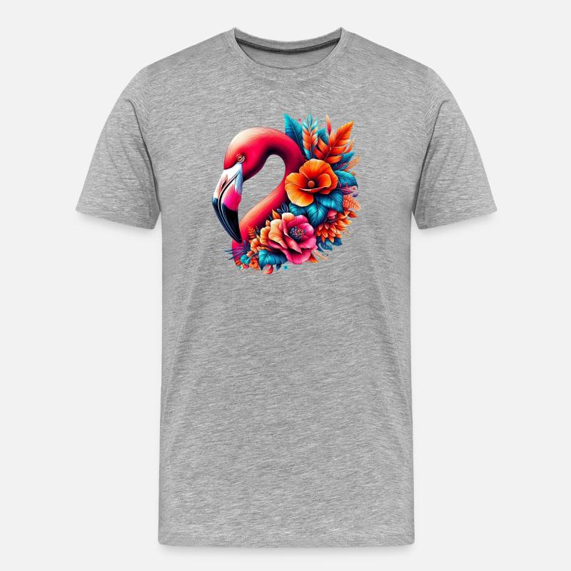 Flamingo - Männer Premium Bio T-Shirt - Grau meliert