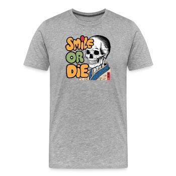 Skeletor with Optimistic Message - Men's Premium Organic T-Shirt - heather grey - Front - Damien (186cm)