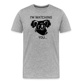 Koala vous regarde - T-shirt bio Premium Homme - gris chiné - Devant - Damien (186cm)