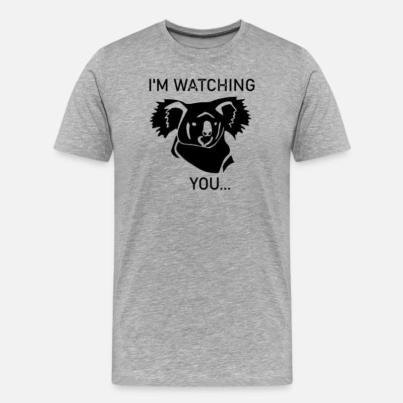 Koala is watching you - Männer Premium Bio T-Shirt - Grau meliert