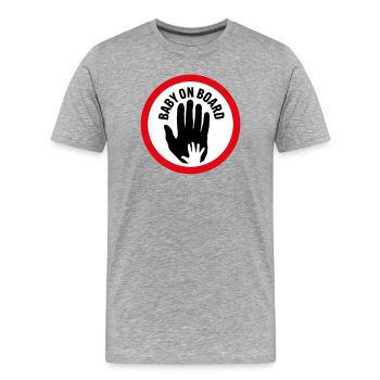Bébé à bord main dans la main - T-shirt bio Premium Homme - gris chiné - Devant - Damien (186cm)