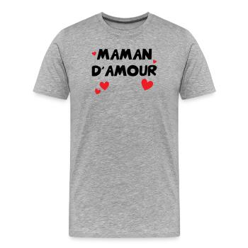 Maman d'Amour - Muttertag - Männer Premium Bio T-Shirt - Grau meliert - Vorne - Damien (186cm)