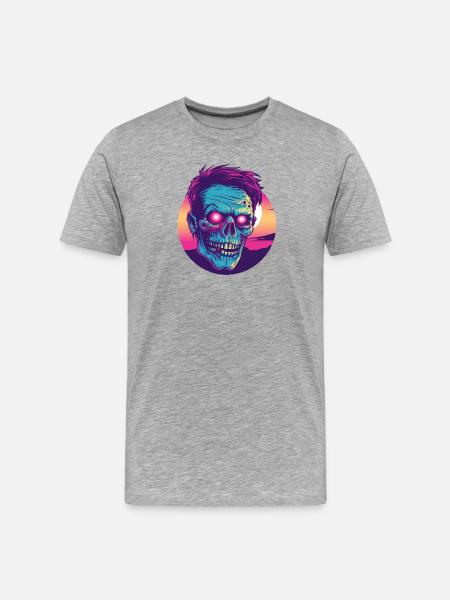Zombie synthwave 2 - T-shirt bio Premium Homme - gris chiné