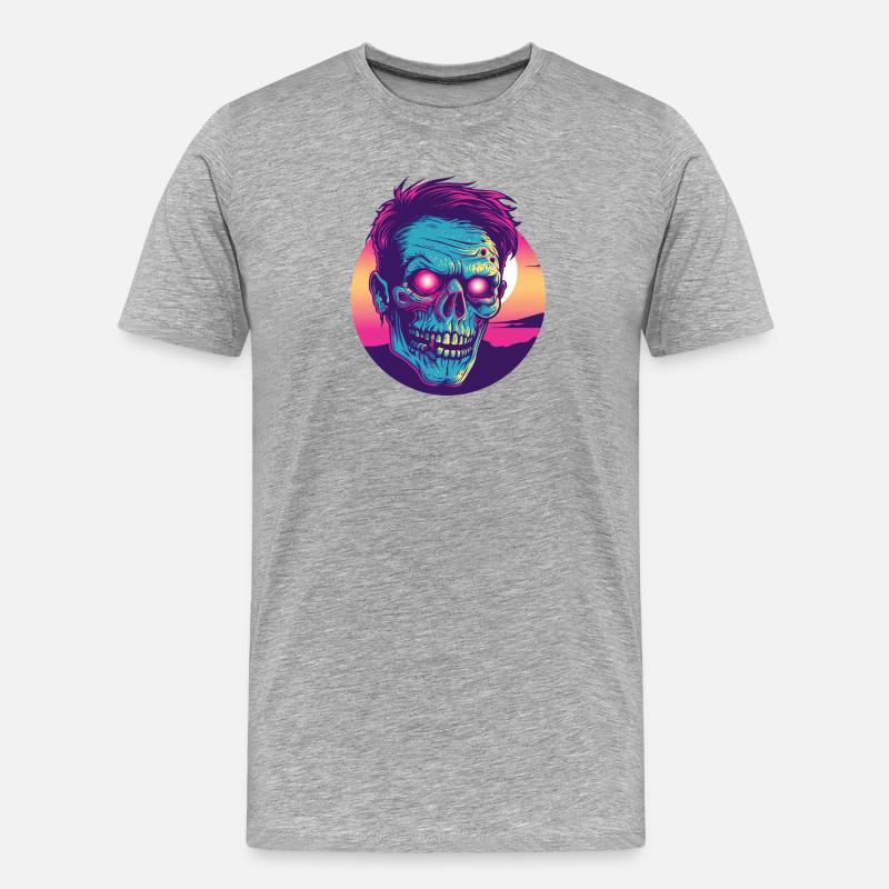 Zombie synthwave 2 - T-shirt bio Premium Homme - gris chiné