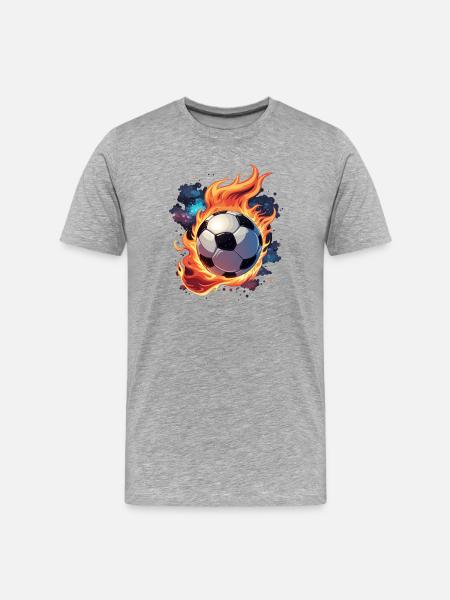 Flying soccer ball with flames. - Men's Premium Organic T-Shirt - heather grey