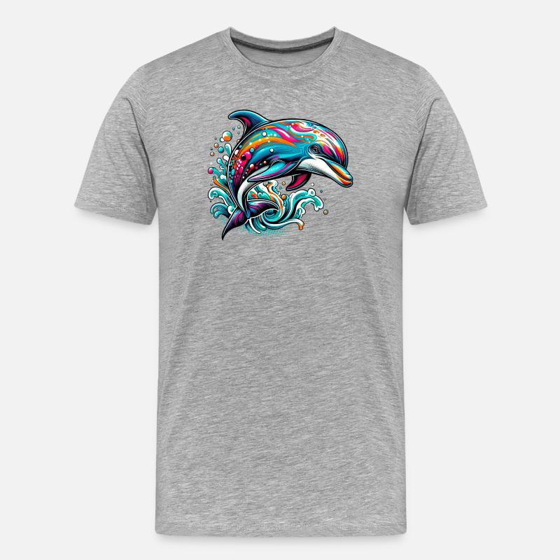 Delfin - Männer Premium Bio T-Shirt - Grau meliert