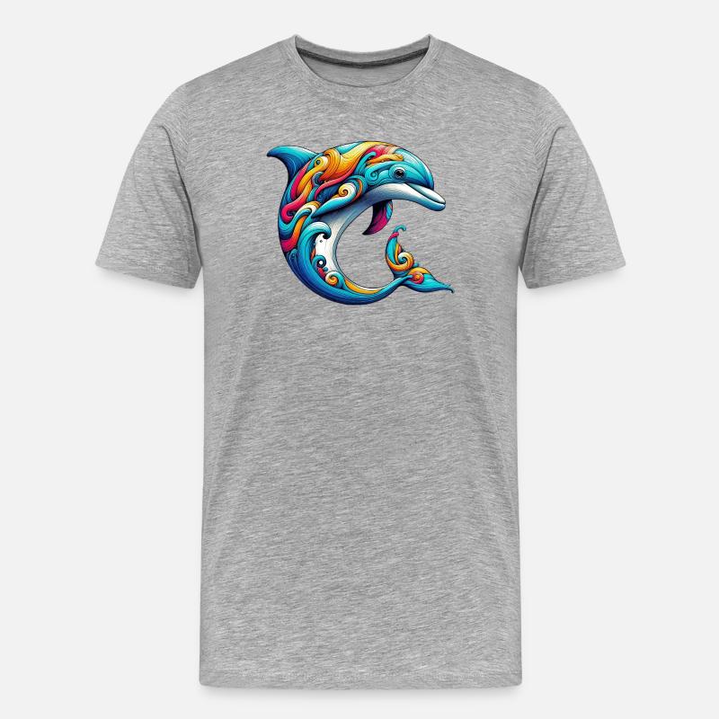 Delfin - Männer Premium Bio T-Shirt - Grau meliert