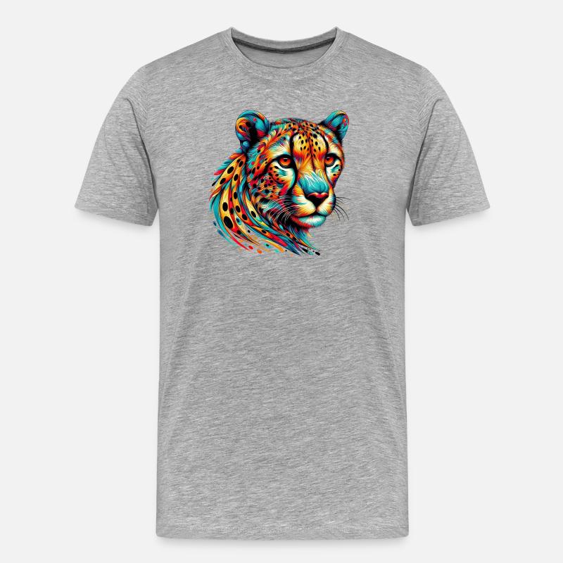 Gepard - Männer Premium Bio T-Shirt - Grau meliert