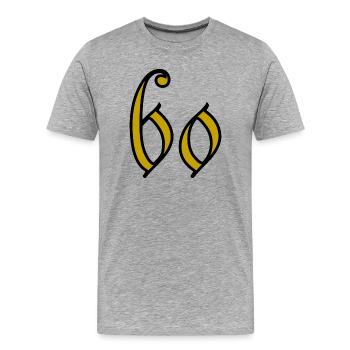 60. 60 JAHRE. 60. JAHRESTAG. 60. GEBURTSTAG. - Männer Premium Bio T-Shirt - Grau meliert - Vorne - Damien (186cm)