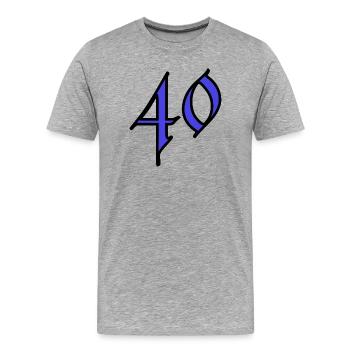40. 40 ANS. 40e ANNIVERSAIRE. ANNIVERSAIRE 40 ANS. - T-shirt bio Premium Homme - gris chiné - Devant - Damien (186cm)