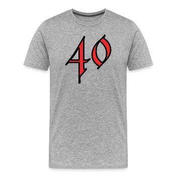 40. 40 ANS. 40e ANNIVERSAIRE. ANNIVERSAIRE 40 ANS. - T-shirt bio Premium Homme - gris chiné - Devant - Damien (186cm)