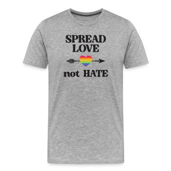 LGBT Pride Month - Spread Love Not Hate - Men's Premium Organic T-Shirt - heather grey - Front - Damien (186cm)