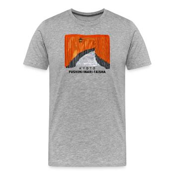 Kyoto, Red Torii, Fushimi Inari Taisha, Japon - T-shirt bio Premium Homme - gris chiné - Devant - Damien (186cm)