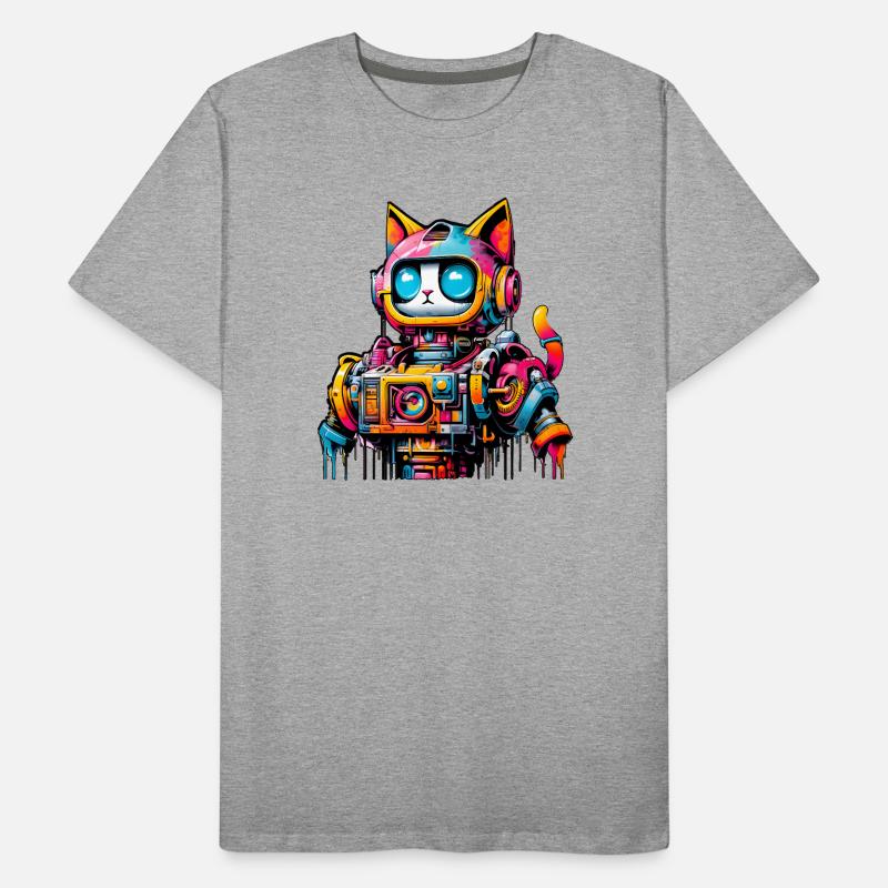 Cat designed as a robot in comic graffiti style Men's Premium Organic T-Shirt