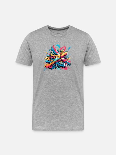 Coole bunte dynamische Graffiti-Illustration - Männer Premium Bio T-Shirt - Grau meliert