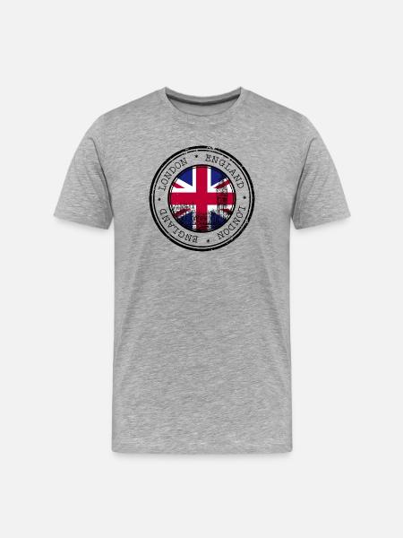 Londoner Flagge Rundes Abzeichen - Männer Premium Bio T-Shirt - Grau meliert