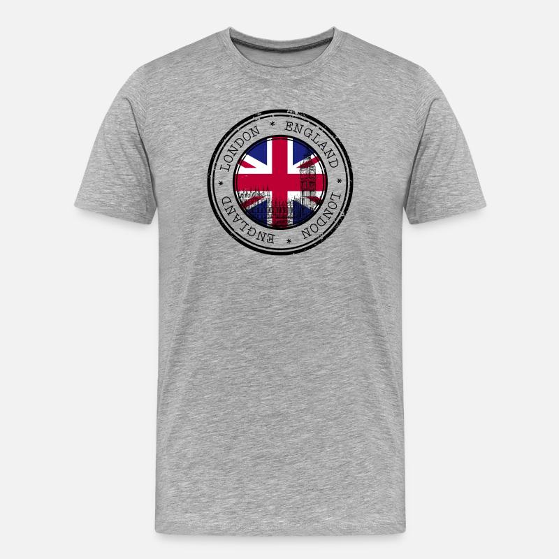 Londoner Flagge Rundes Abzeichen - Männer Premium Bio T-Shirt - Grau meliert