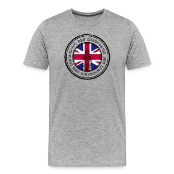 Timbre Union Jack Big Ben - T-shirt bio Premium Homme - gris chiné - Devant - Damien (186cm)