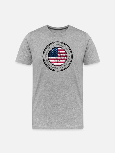 US Flag Map Round Emblem - Men's Premium Organic T-Shirt - heather grey
