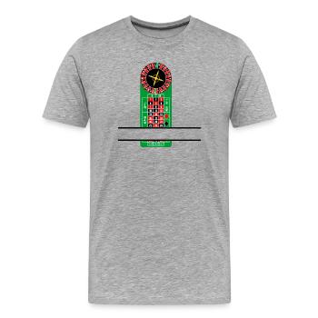 Roulette Cylinde und Tisch-Casino-Banner - Männer Premium Bio T-Shirt - Grau meliert - Vorne - Damien (186cm)