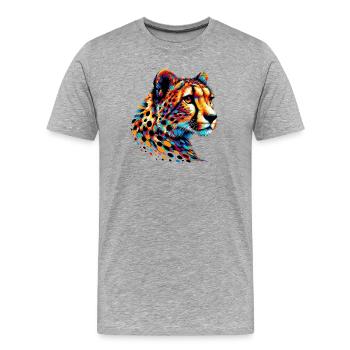 Gepard - Männer Premium Bio T-Shirt - Grau meliert - Vorne - Damien (186cm)
