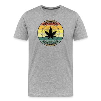 Retro Weed - Feuille de Cannabis Vintage - T-shirt bio Premium Homme - gris chiné - Devant - Damien (186cm)