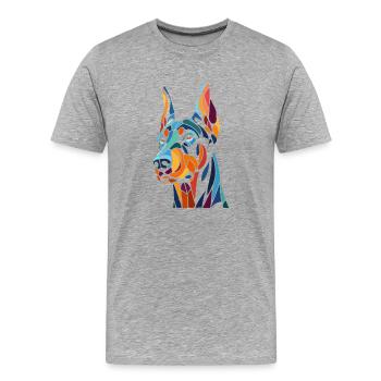Dobermann Hundekopf - Männer Premium Bio T-Shirt - Grau meliert - Vorne - Damien (186cm)