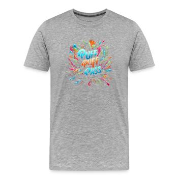 Puff Puff Pass, Weed Ganja kiffen für weed smoker - Männer Premium Bio T-Shirt - Grau meliert - Vorne - Damien (186cm)