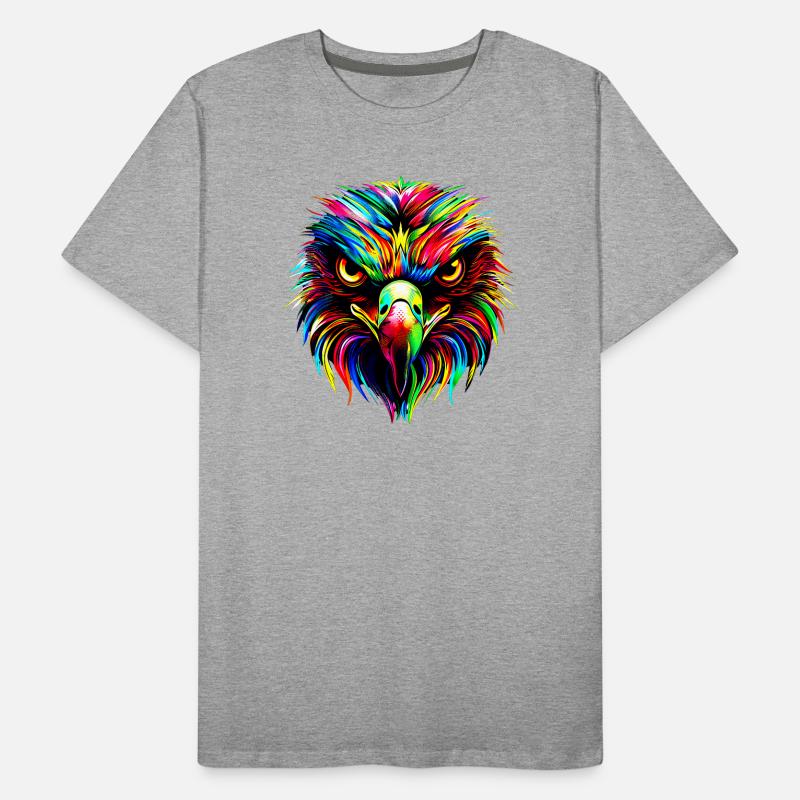 Aigle Pop Art Couleurs vives Aigle royal Pygargue à queue blanche T-shirt bio Premium Homme