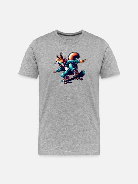 Cool squirrel on a skateboard - Men's Premium Organic T-Shirt - heather grey