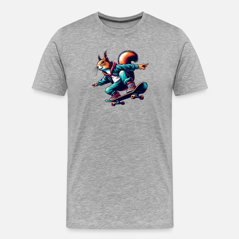 Cool squirrel on a skateboard - Men's Premium Organic T-Shirt - heather grey