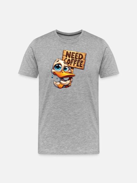 Need Coffee - Brauchte Kaffee - Männer Premium Bio T-Shirt - Grau meliert