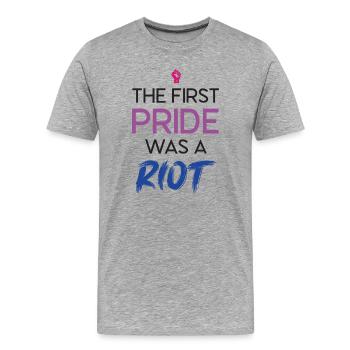 LGBT Pride Month - The First Pride Was a Riot - Men's Premium Organic T-Shirt - heather grey - Front - Damien (186cm)