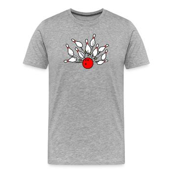 Bowling Strike Roter Ball - Männer Premium Bio T-Shirt - Grau meliert - Vorne - Damien (186cm)