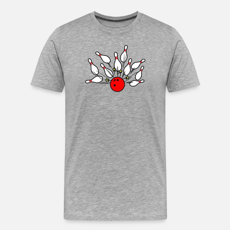 Bowling Strike Roter Ball - Männer Premium Bio T-Shirt - Grau meliert