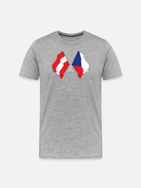 Drapeau Autriche, drapeau République tchèque - T-shirt bio Premium Homme - gris chiné