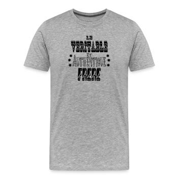 Le Véritable et Authentique Frère - T-shirt bio Premium Homme - gris chiné - Devant - Damien (186cm)