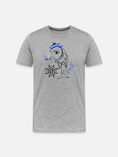 Sailor, Fish, Ahoy - Men's Premium Organic T-Shirt - heather grey