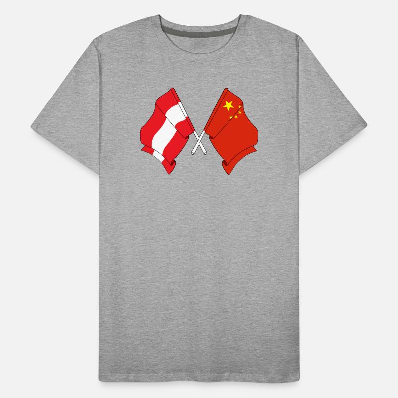 Drapeau Autriche, drapeau Chine T-shirt bio Premium Homme