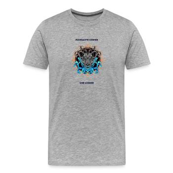 comme une lionne avec texte - T-shirt bio Premium Homme - gris chiné - Devant - Damien (186cm)