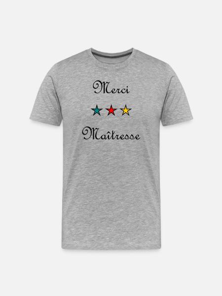 MERCI. MAÎTRESSE. MAÎTRE. MERCI MAÎTRESSE - T-shirt bio Premium Homme - gris chiné