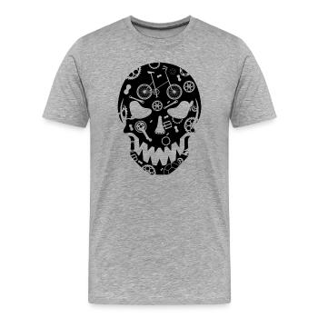 Skull Totenkopf Rowdy Bike Gothic Klapprad Bicycle - Männer Premium Bio T-Shirt - Grau meliert - Vorne - Damien (186cm)