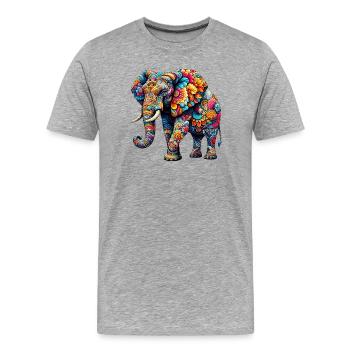 Éléphant - T-shirt bio Premium Homme - gris chiné - Devant - Damien (186cm)