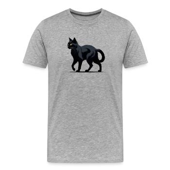 Nachtkater Silhouette - Männer Premium Bio T-Shirt - Grau meliert - Vorne - Damien (186cm)
